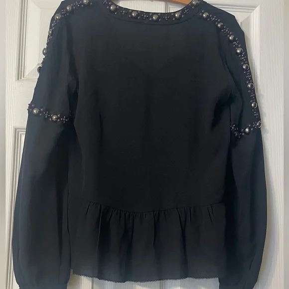 Tory Burch Black Beaded Blouse   Size 2 ( small) - Picture 4 of 6